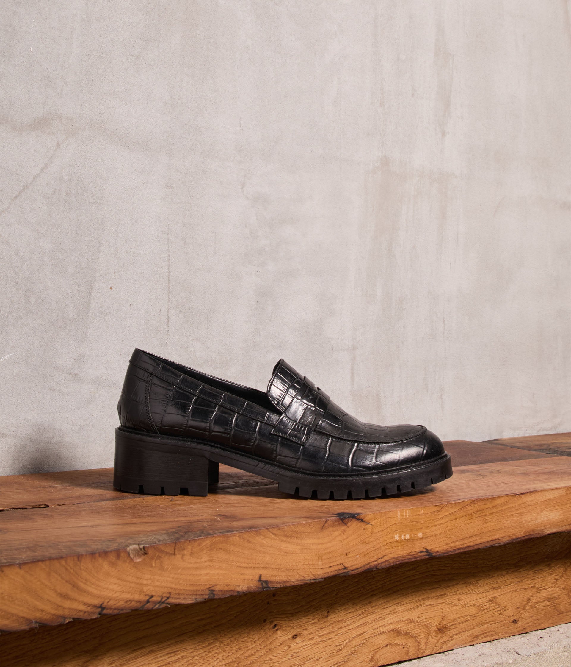 Mocassins croco noirs Aubree