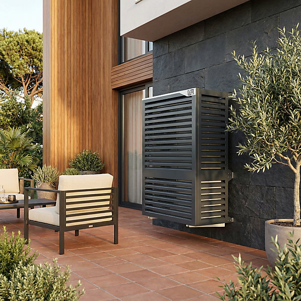 Cache de pompe à chaleur - Big Blade - Anthracite - Fixation murale Taille VL (L 105cm - H 150cm - P 59cm) - Box Air Klima