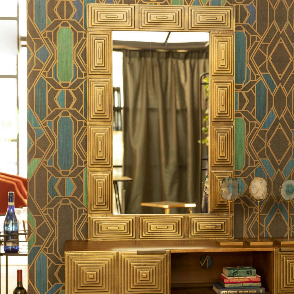 VOLAN - Miroir rectangle en bois 110x70cm or