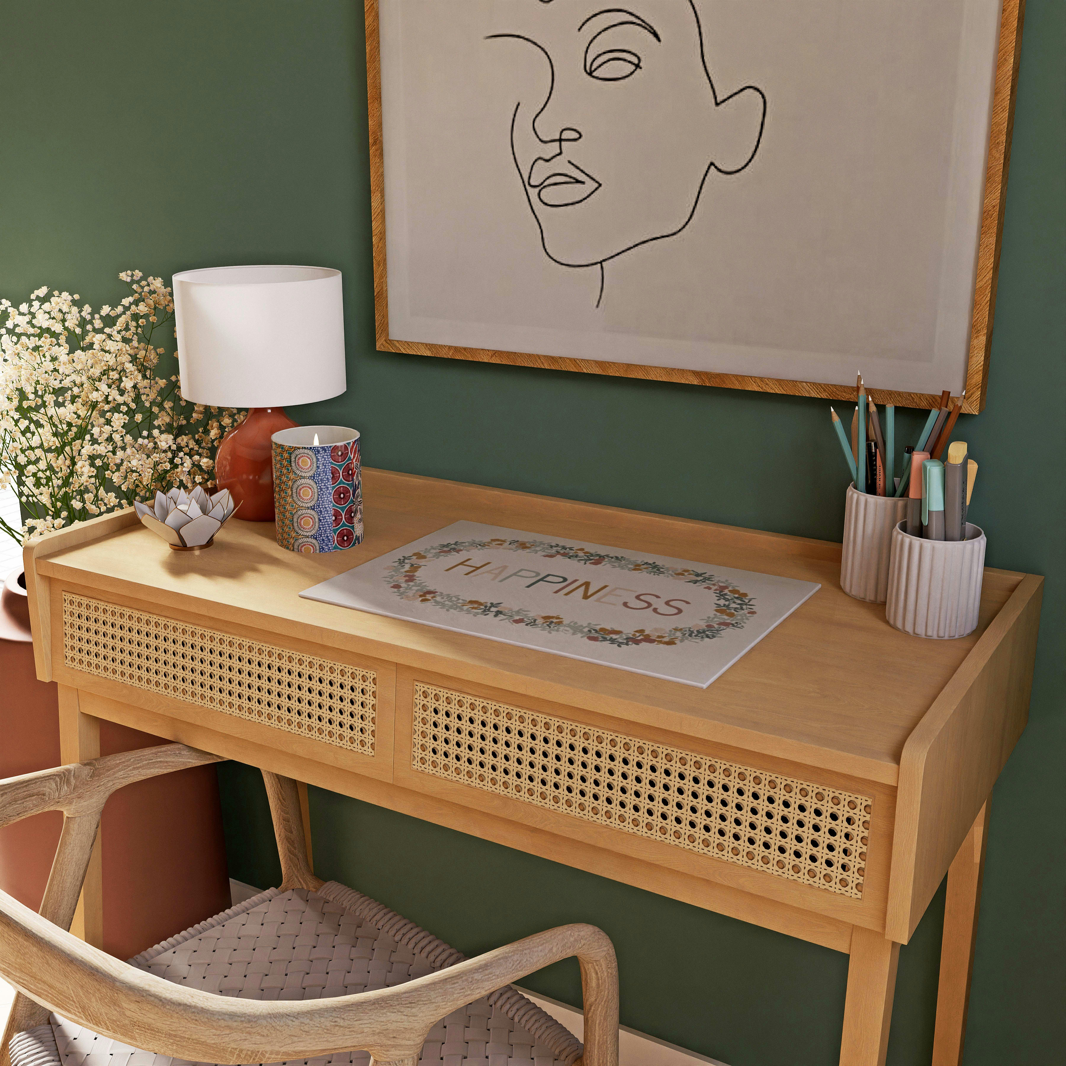 BERATI - Set de table en vinyle imprimé écru et multicolore 30x45