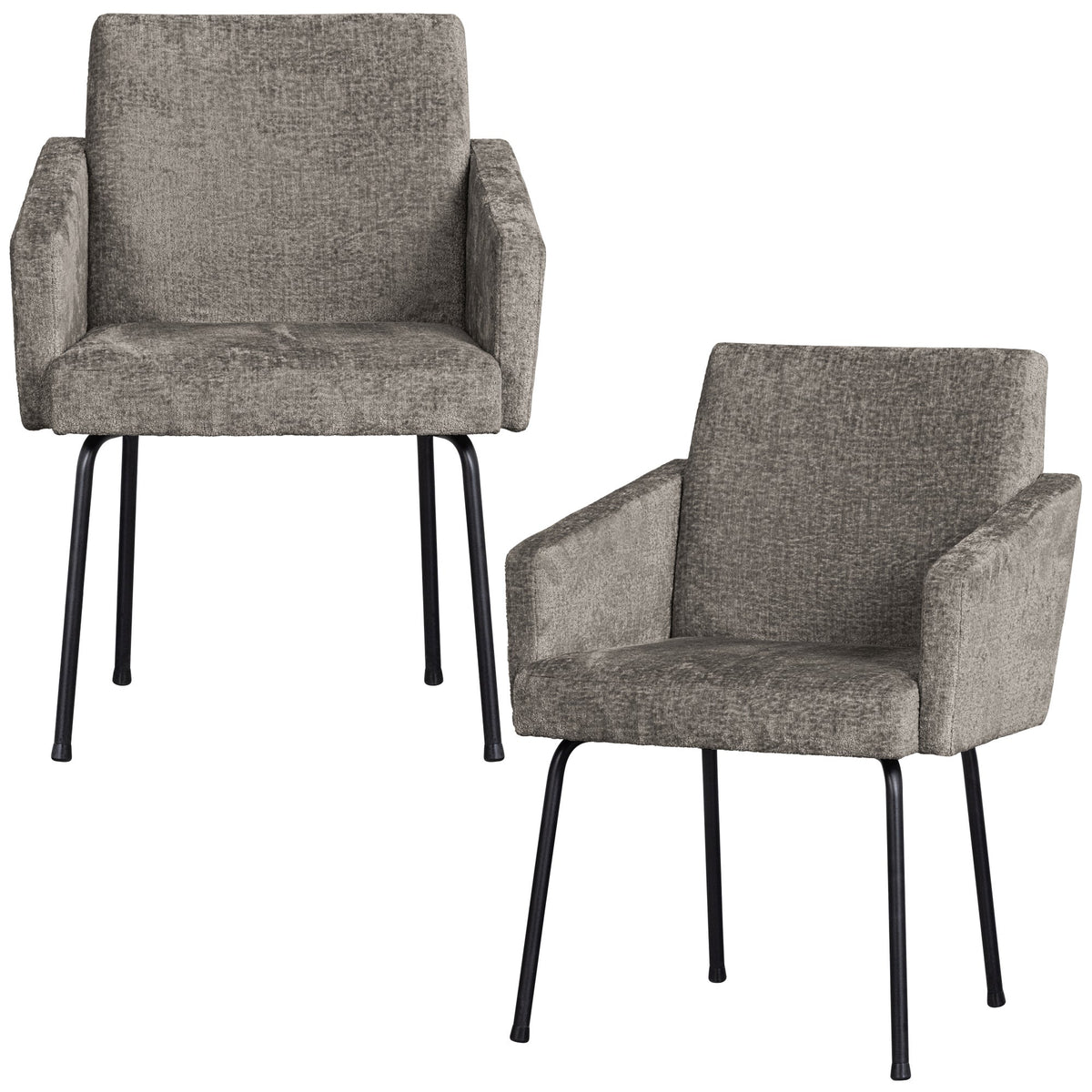 WOOOD eetkamerstoelen Mount - Polyester - Taupe - Set van 2