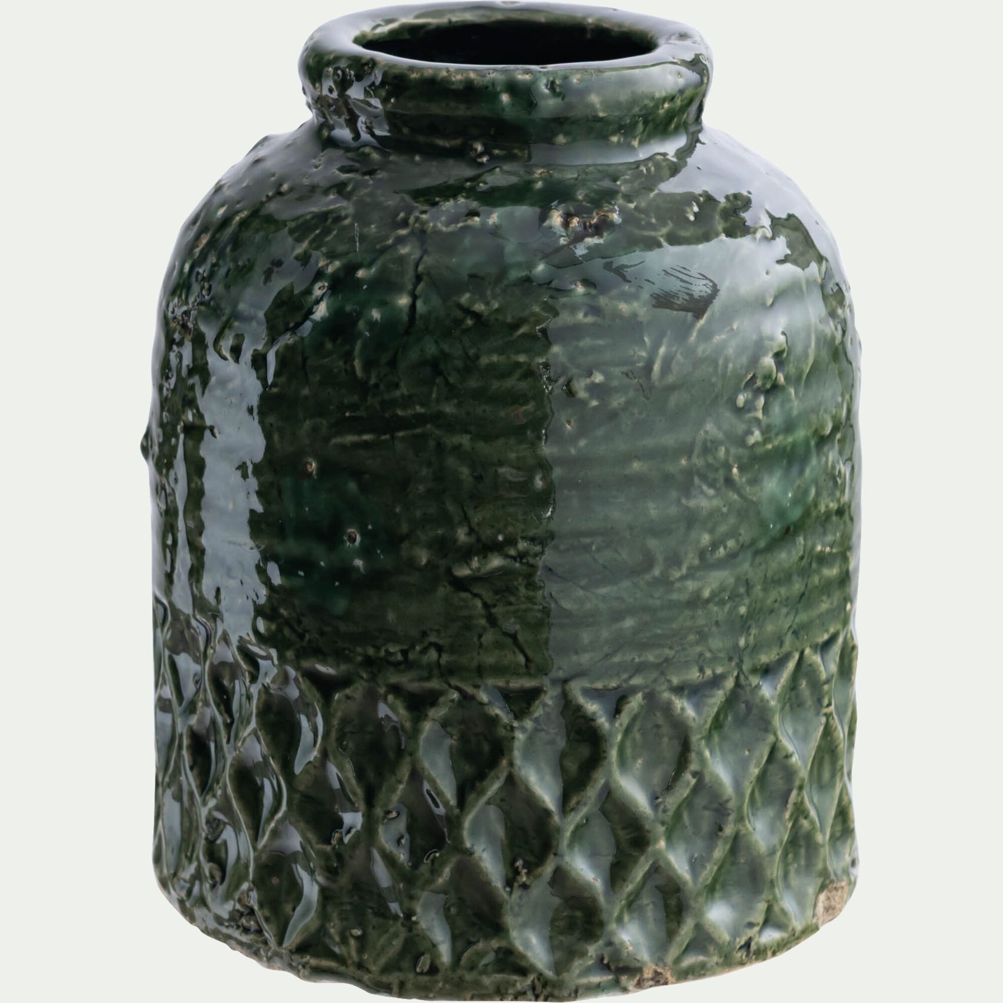 MALANS - Vase texturé en grès D13,5xH16cm - vert