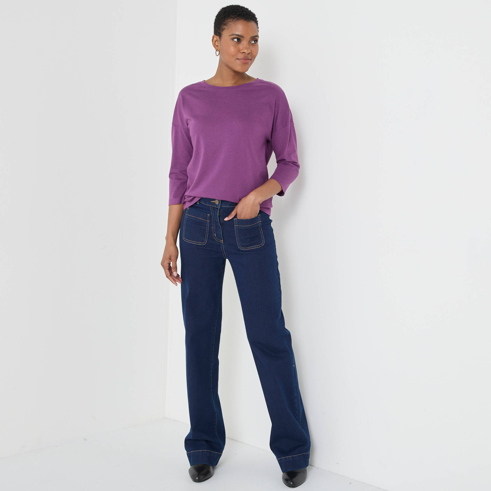 T-shirt volume loose manches 3/4