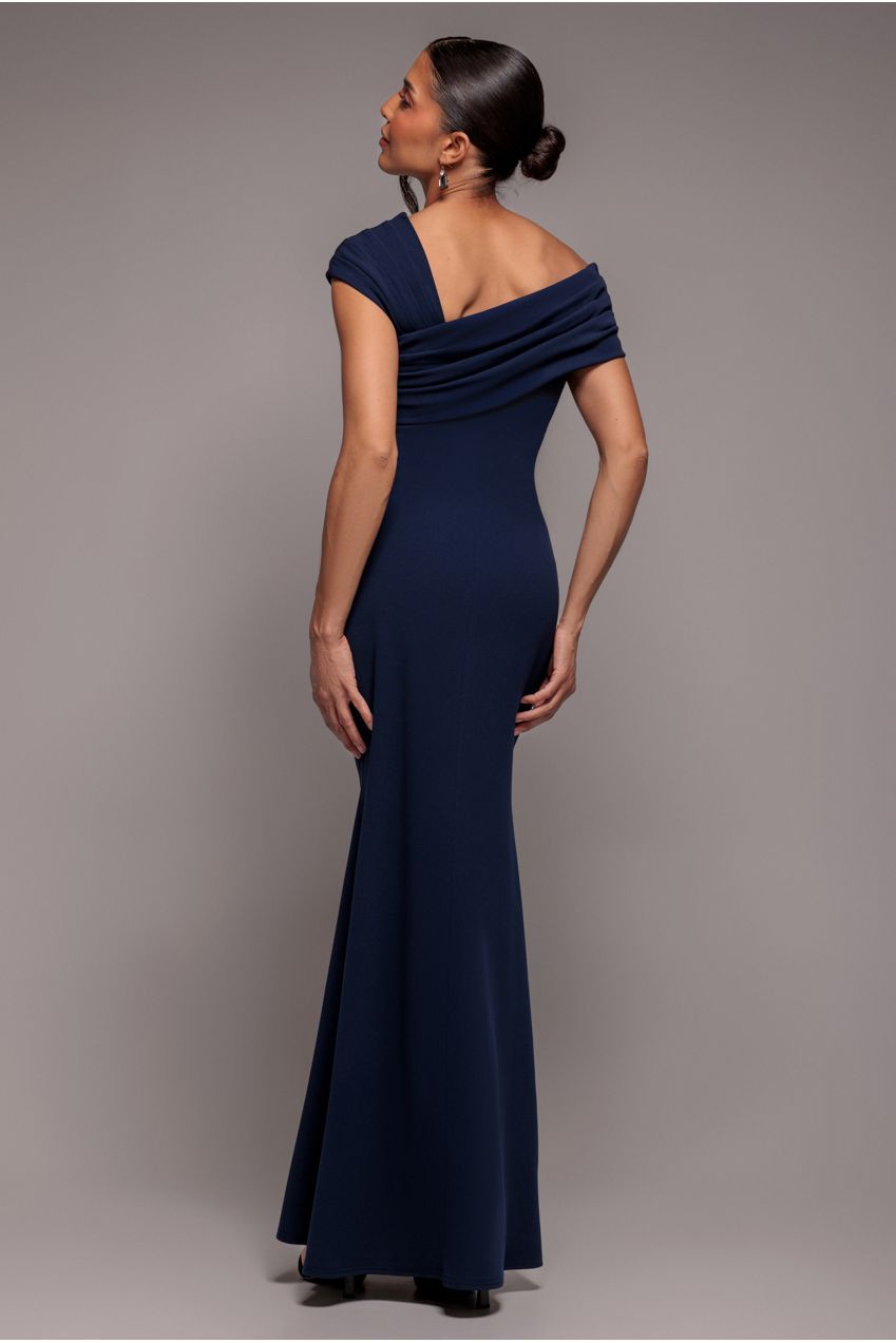Goddiva One Shoulder Scuba Crepe Evening Maxi Dress