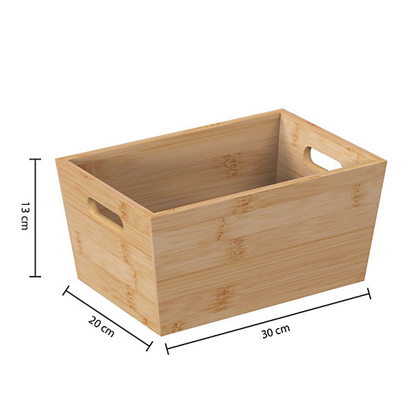 Panier de rangement salle de bains en bambou l.20 x H.14 x P.30 cm, Five Simply Smart
