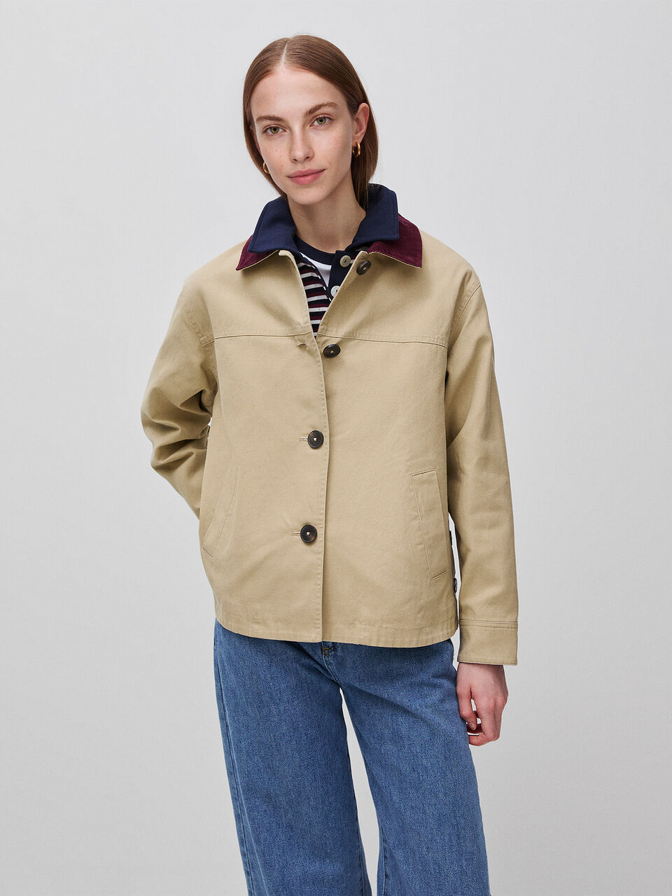 Jacket with velvet collar