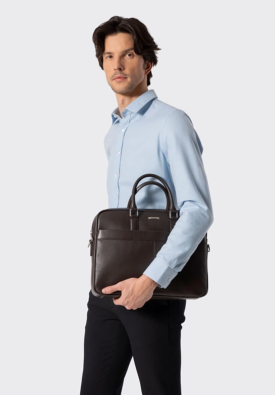 Męska torba na laptopa 15,6” z naturalnej skóry ciemny brąz