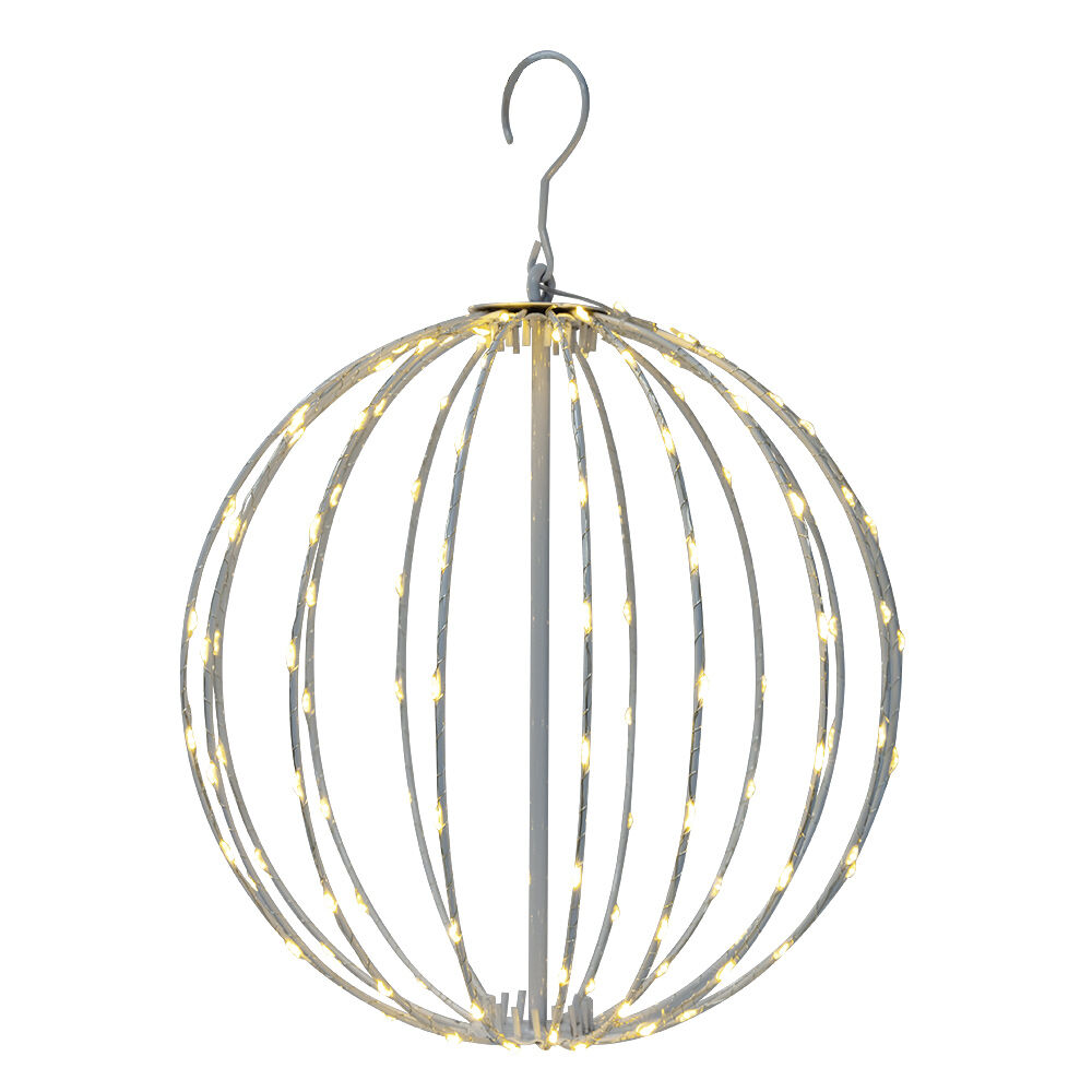 Boule lumineuse extérieur No&euml;l métal ajouré 128 LED blanc chaud Ø30cm