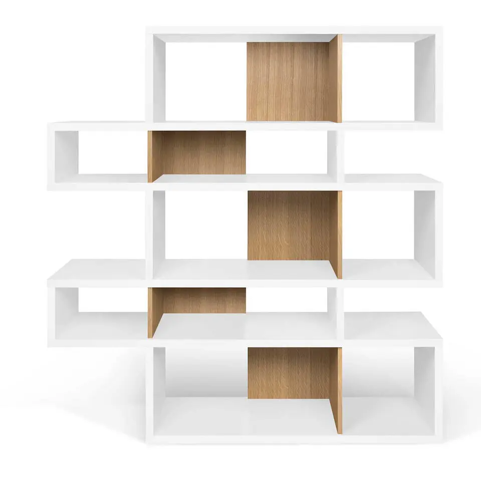 Boekenkast Lisbon - 156 x 34 x 160 cm - Eiken-wit decor