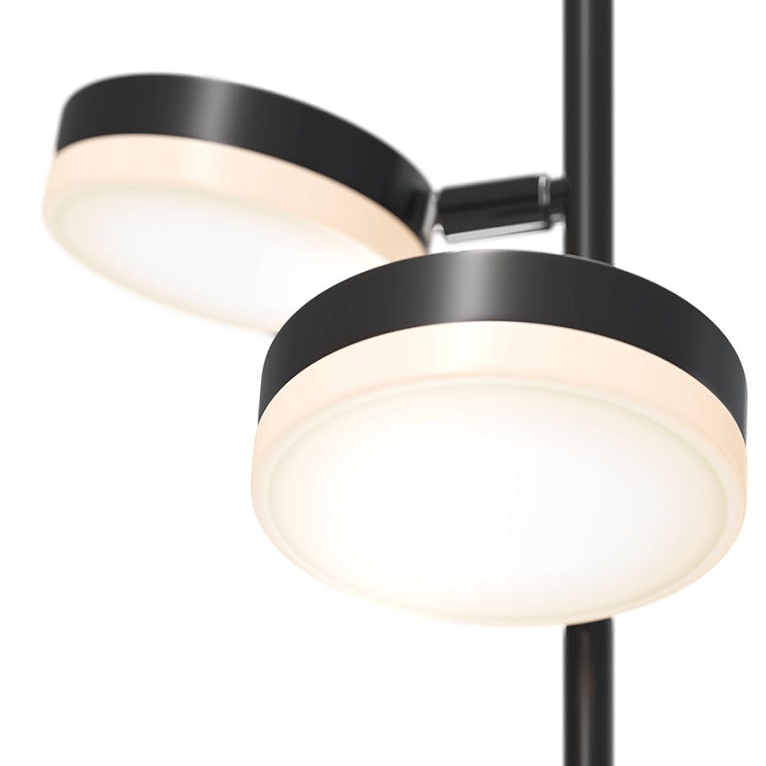 Lampadaire noir LED – 2 lampes disques articulées OCALA