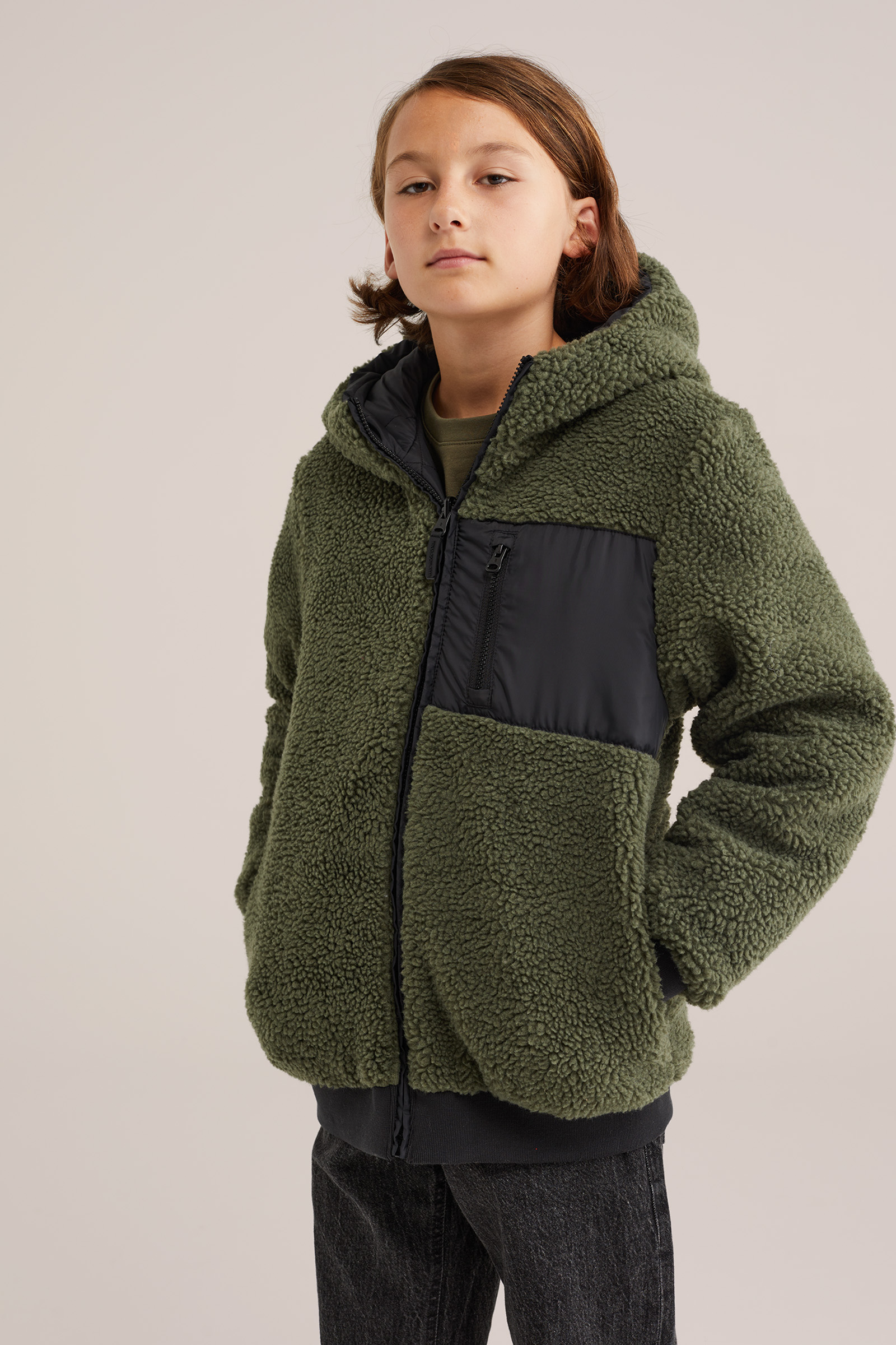 Jongens reversible teddy jas