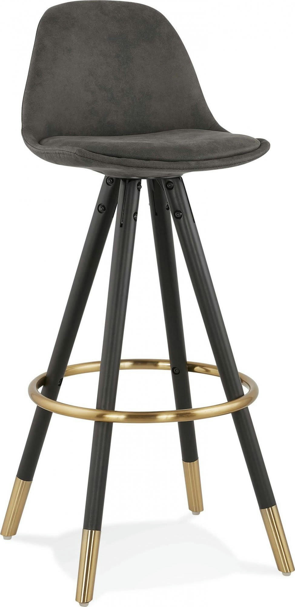 BRUCE - Tabouret de bar Tissu Gris H. assise 75 cm rembourré