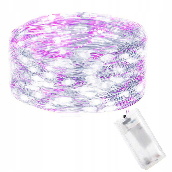 Lampki choinkowe 100 LED druciki mikro na baterie