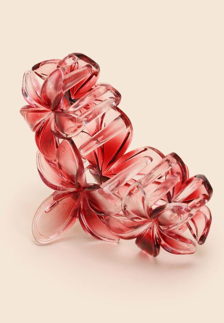 Womens Pink Triple Flower Claw Hair Clip