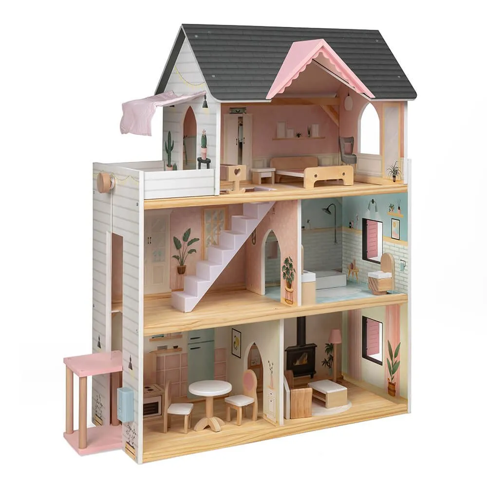 Eurekakids Wooden house with elevator doll