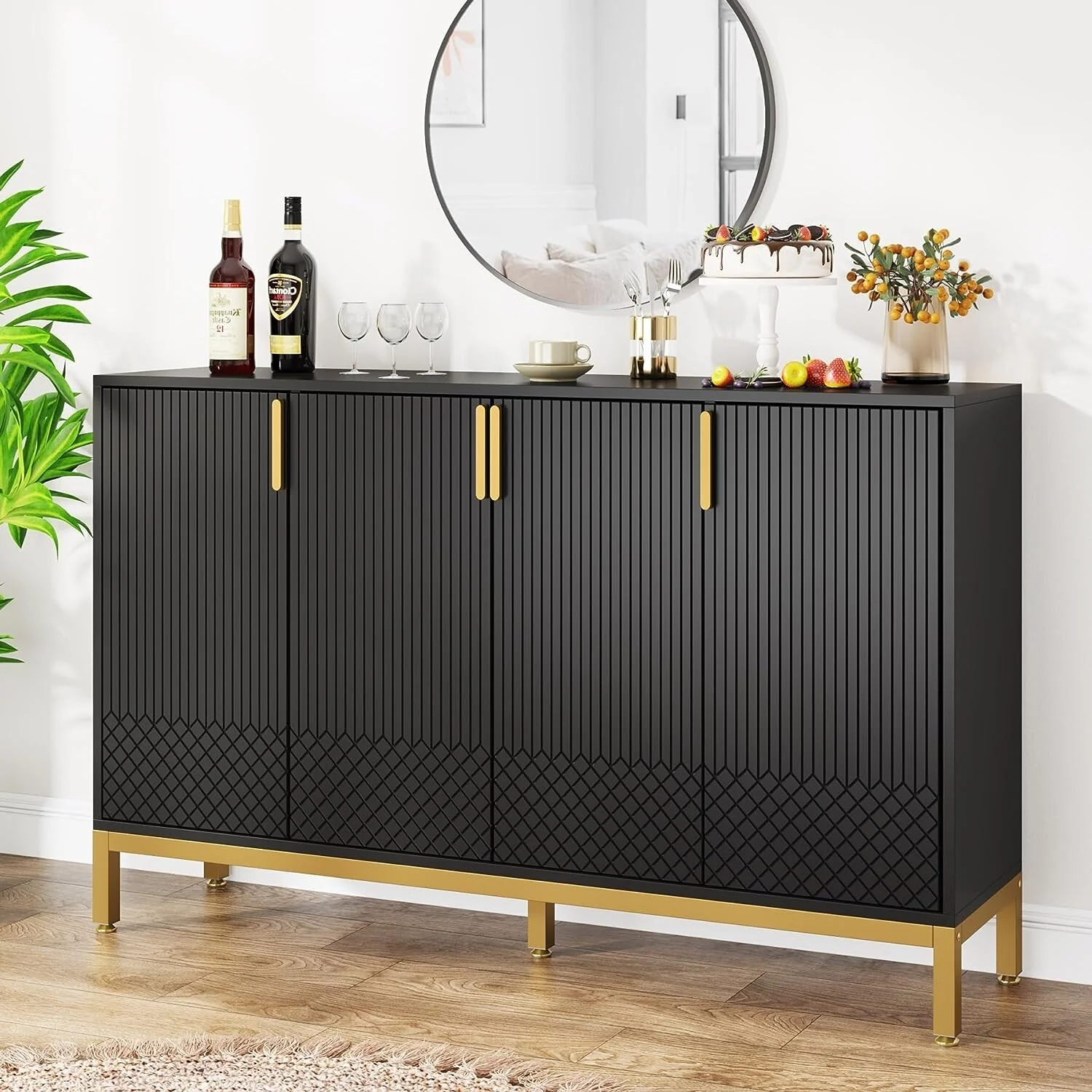 55 Inch Kitchen Sideboard Cabinet, Buffet Cabinet with Storage