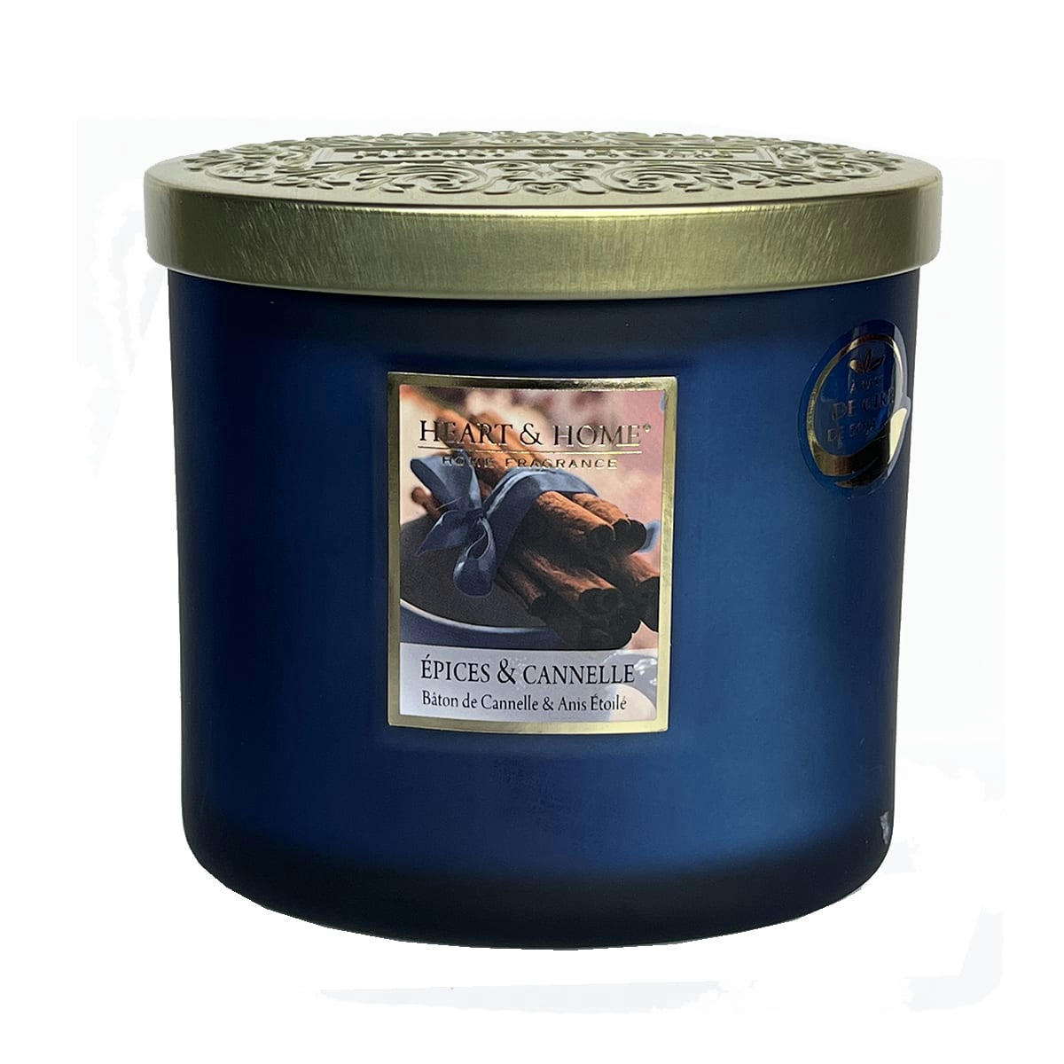 - Bougie ellipse 2 mèches heart and home épices et cannelle