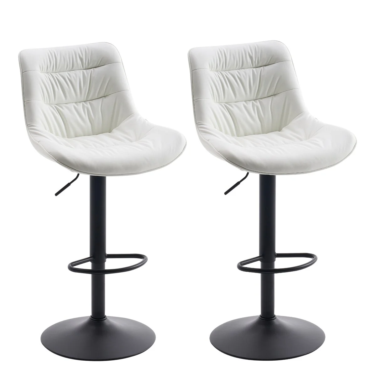 Adjustable Bar Stools Set of 2 Faux Leather Swivel Bar Chairs