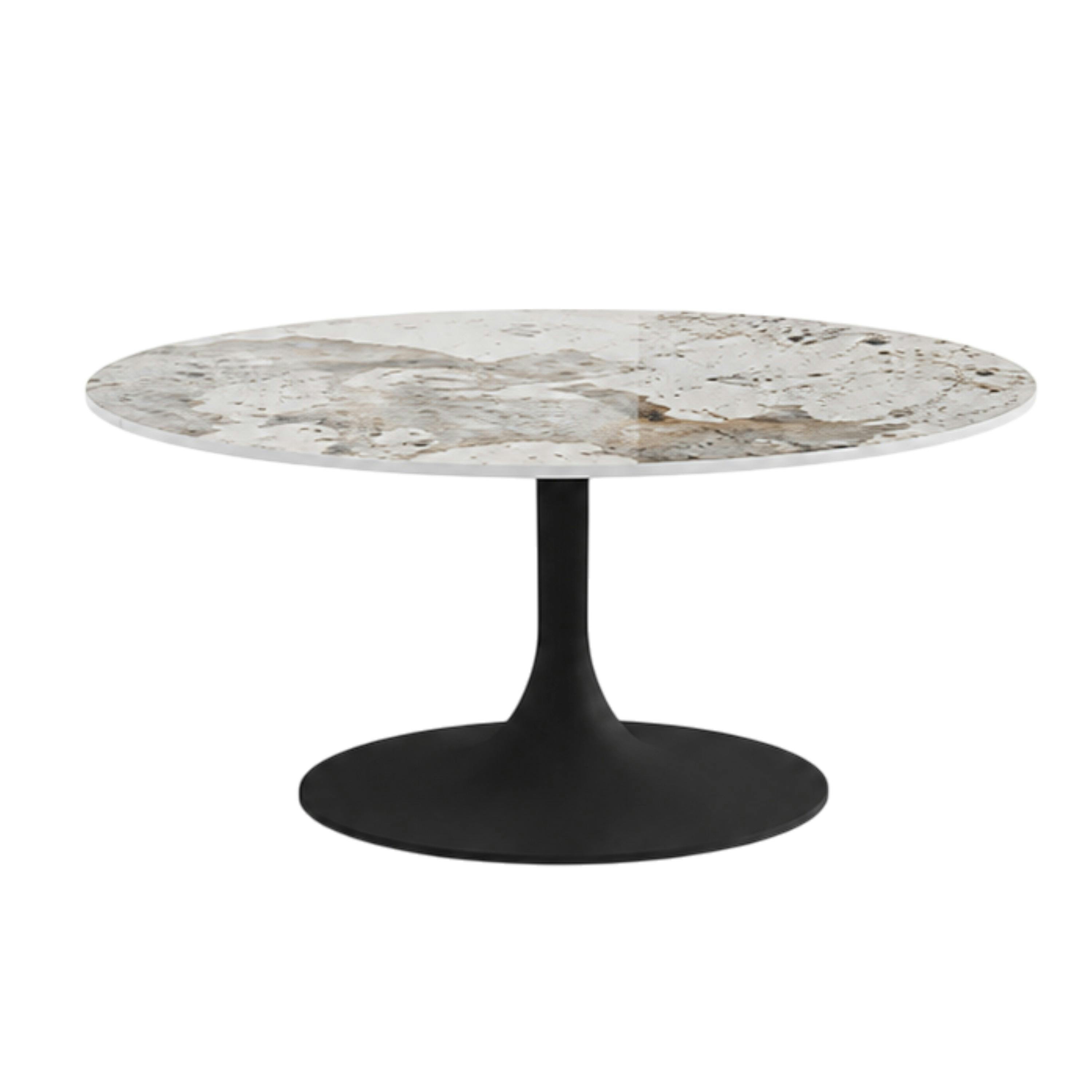 Table basse ronde céramique effet marbre blanc LOMBARDIE
