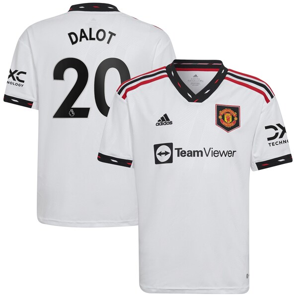 Diogo Dalot Manchester United adidas Youth 2022/23 Away Replica Player Jersey - White