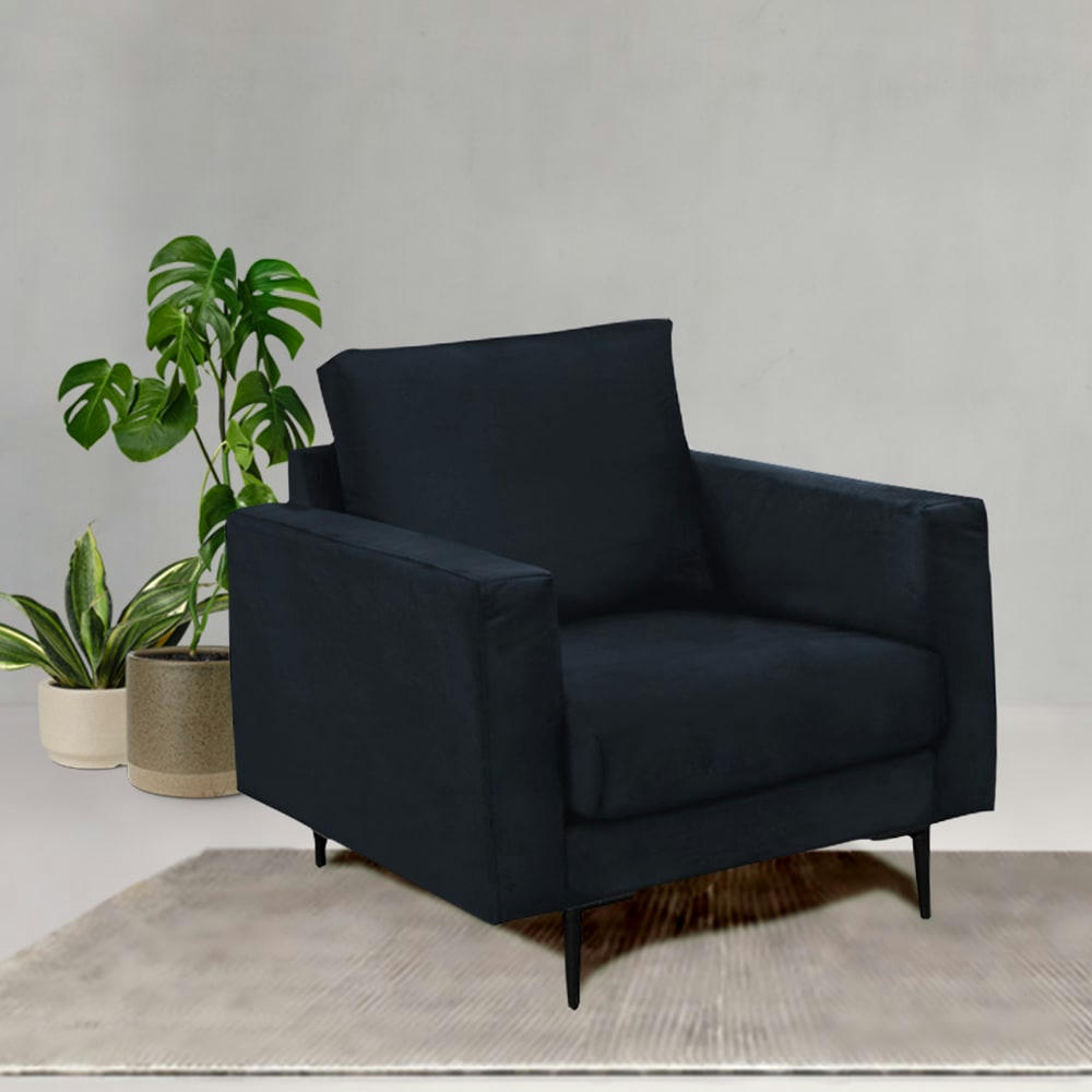 CARUSO - Fauteuil 1 place velours bleu