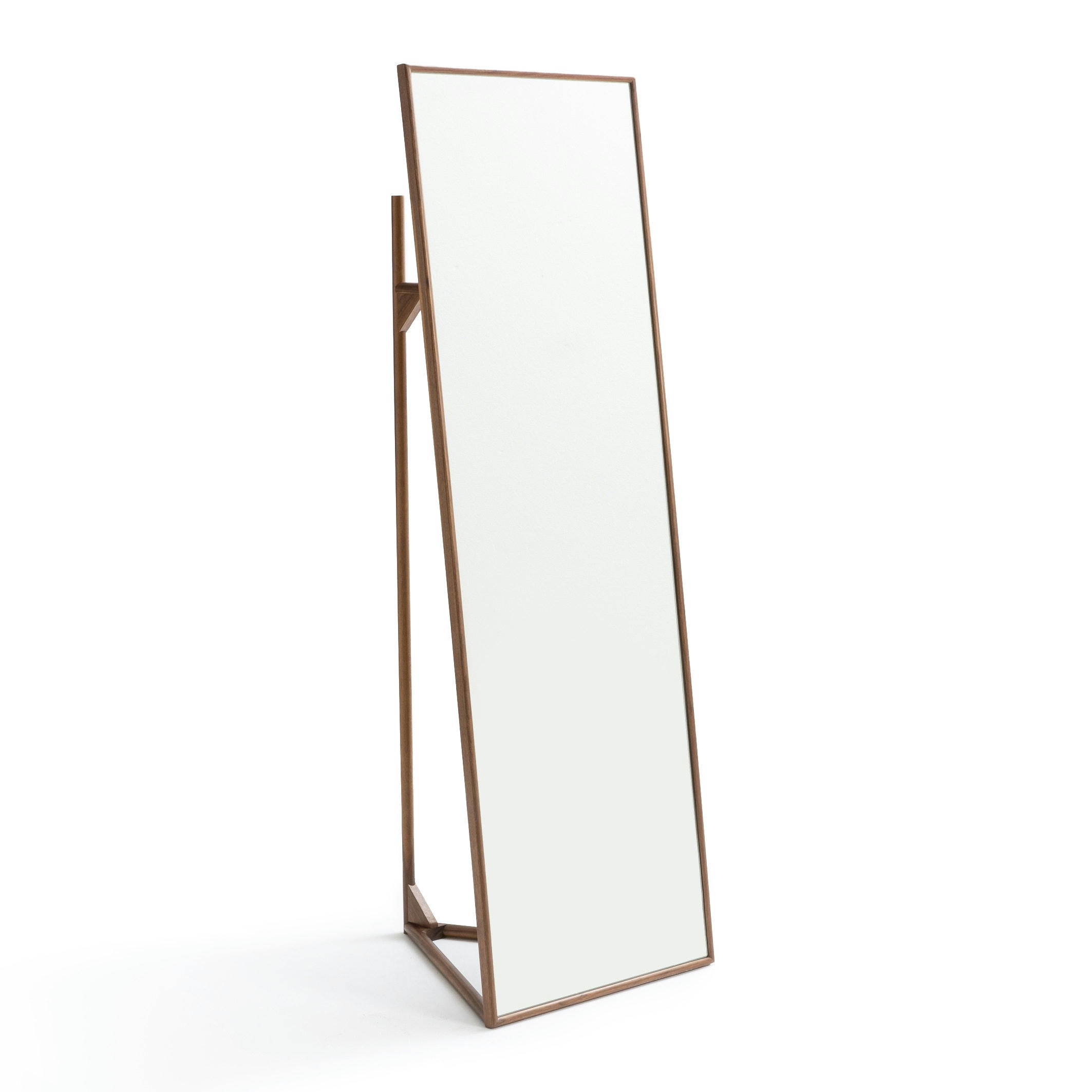 Miroir sur pied portant noyer massif, Zindlo