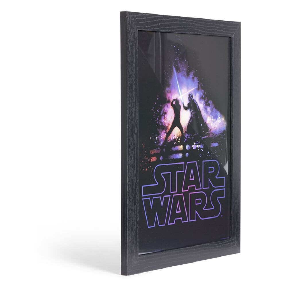 Affiche Star Wars Battle dans cadre bois noir 33,5x44,5xH1,5cm