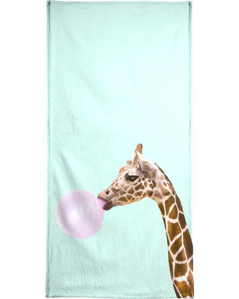 GIRAFFE - Serviette de plage en éponge-velours en marron & rose 90x180