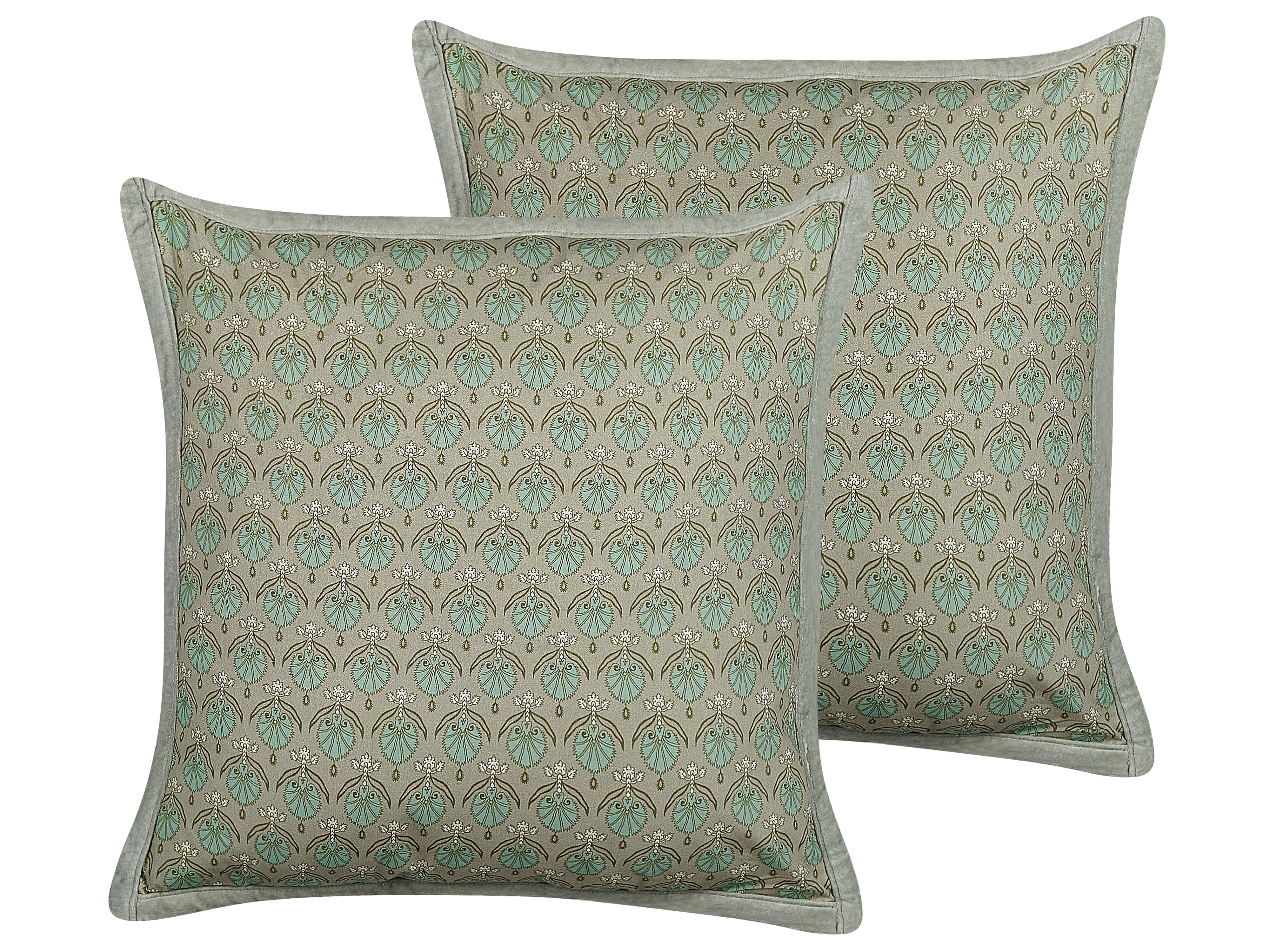 Throw Cushion PICTUS Velvet 45 x 45 cm Green Plant Pattern