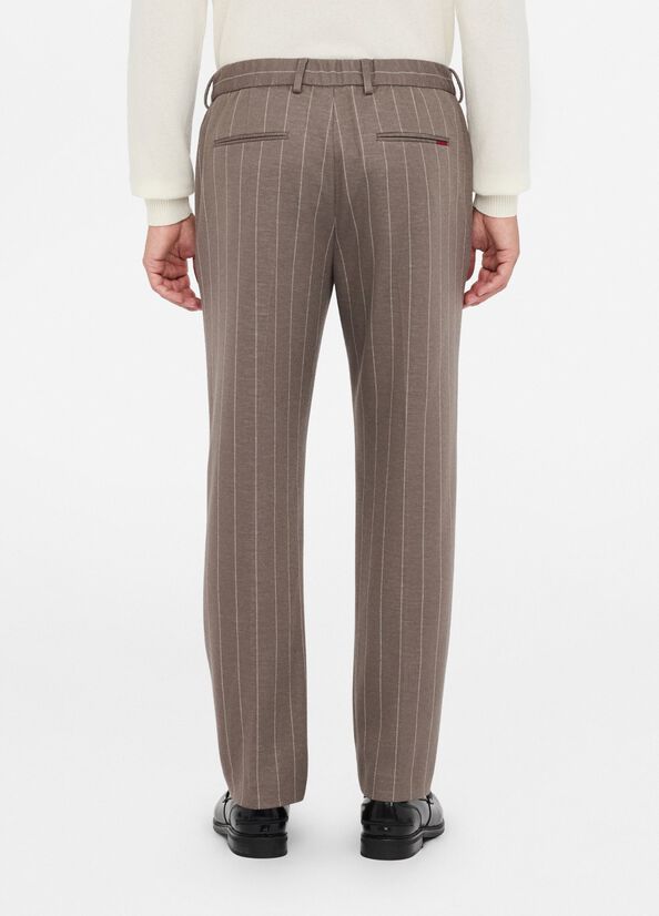 Pantaloni in lana e cotone a righe