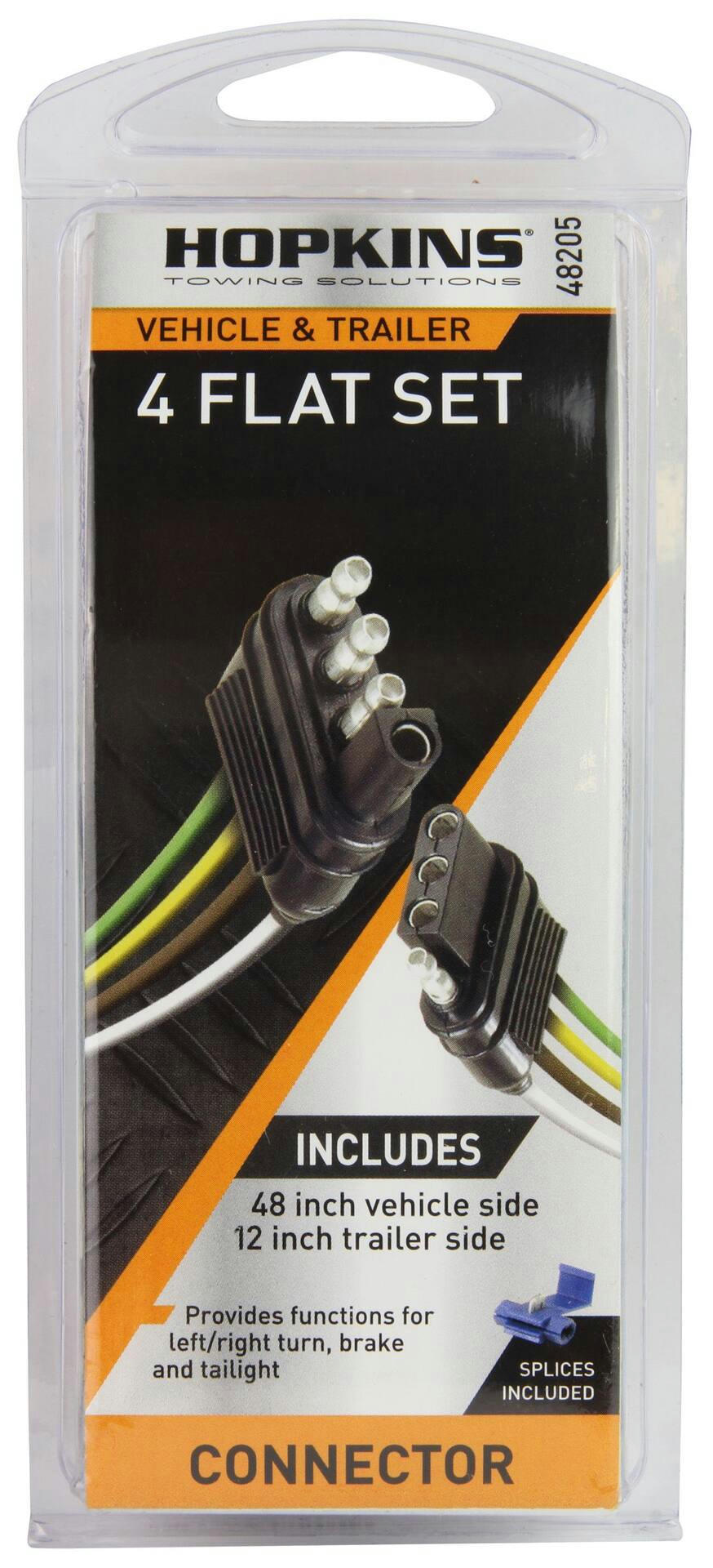 Hopkins 4 Wire Flat Set with 48-in Vehicle and 12-in Trailer Side Connectors