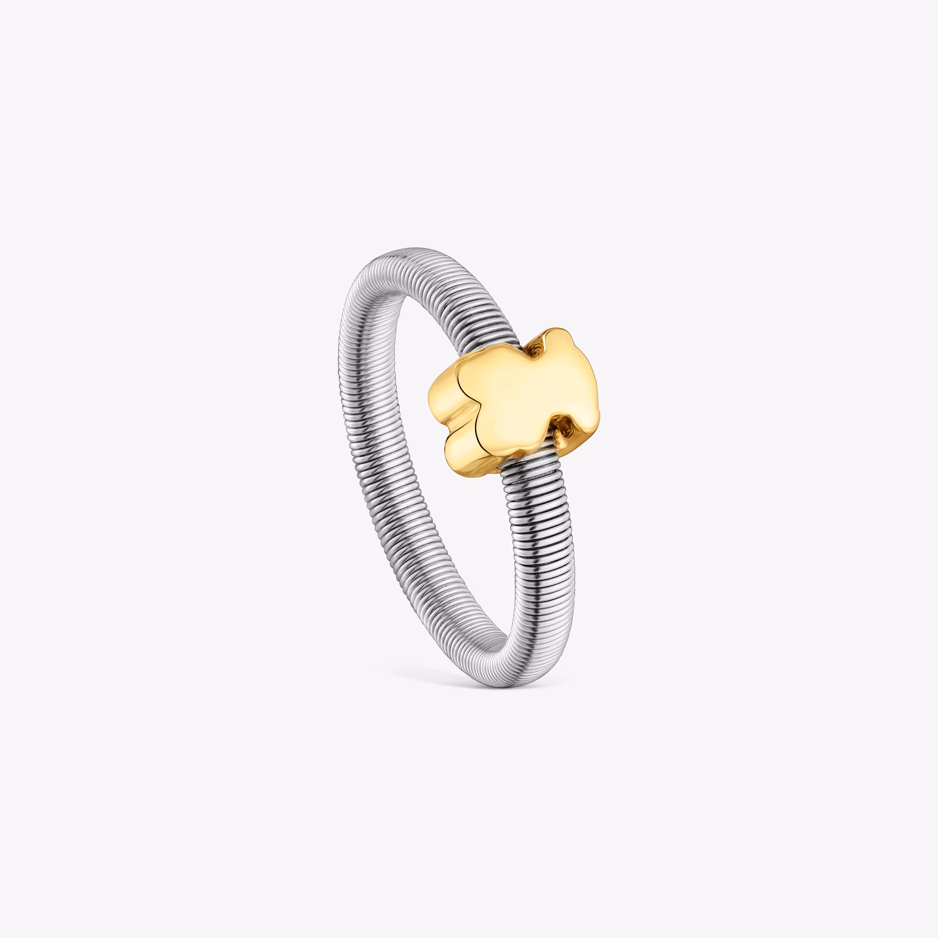 Anillo oso con baño de oro 18 kt sobre de plata y acero TOUS Mesh Tube