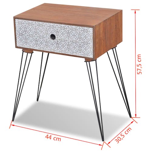 NNEVL Nightstand with 1 Drawer Rectangular Brown