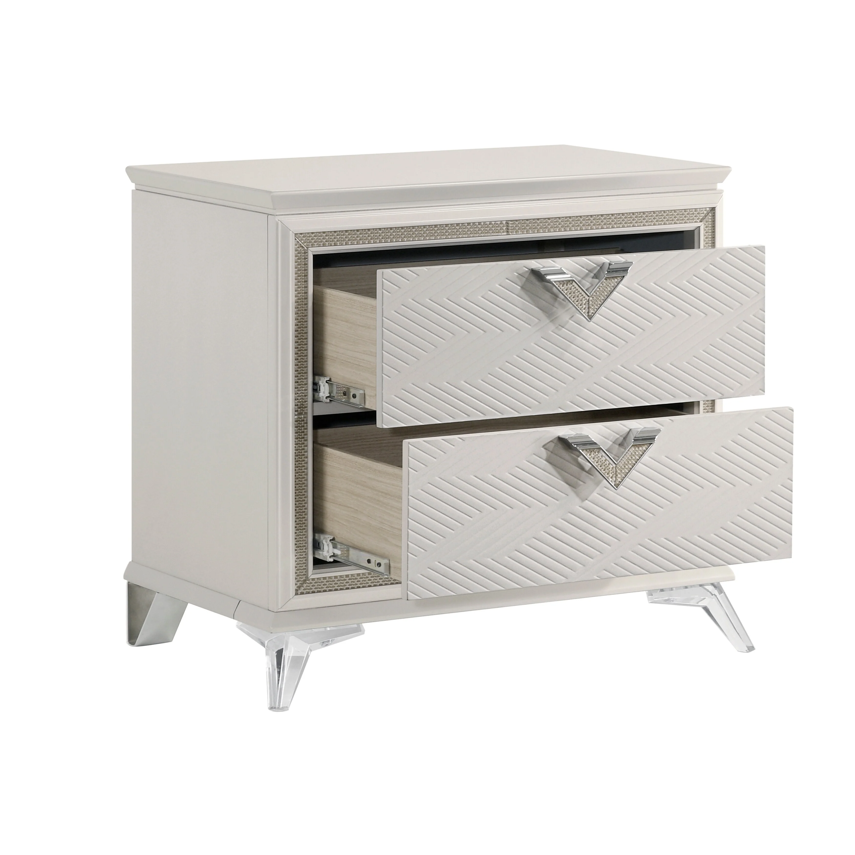 2-Drawers Storage Nightstand Modern Luxury Bedroom Furniture 1pc