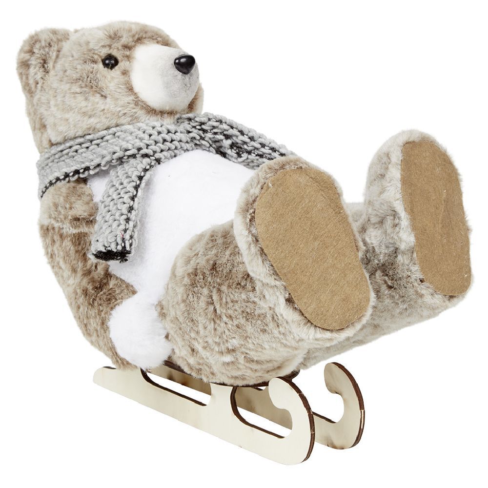 Ours en peluche en luge à poser No&euml;l H32 cm
