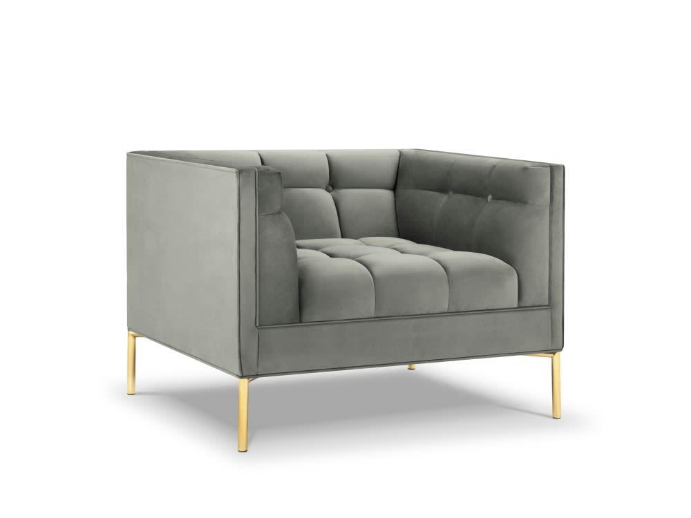 KAROO - Fauteuil velours gris clair
