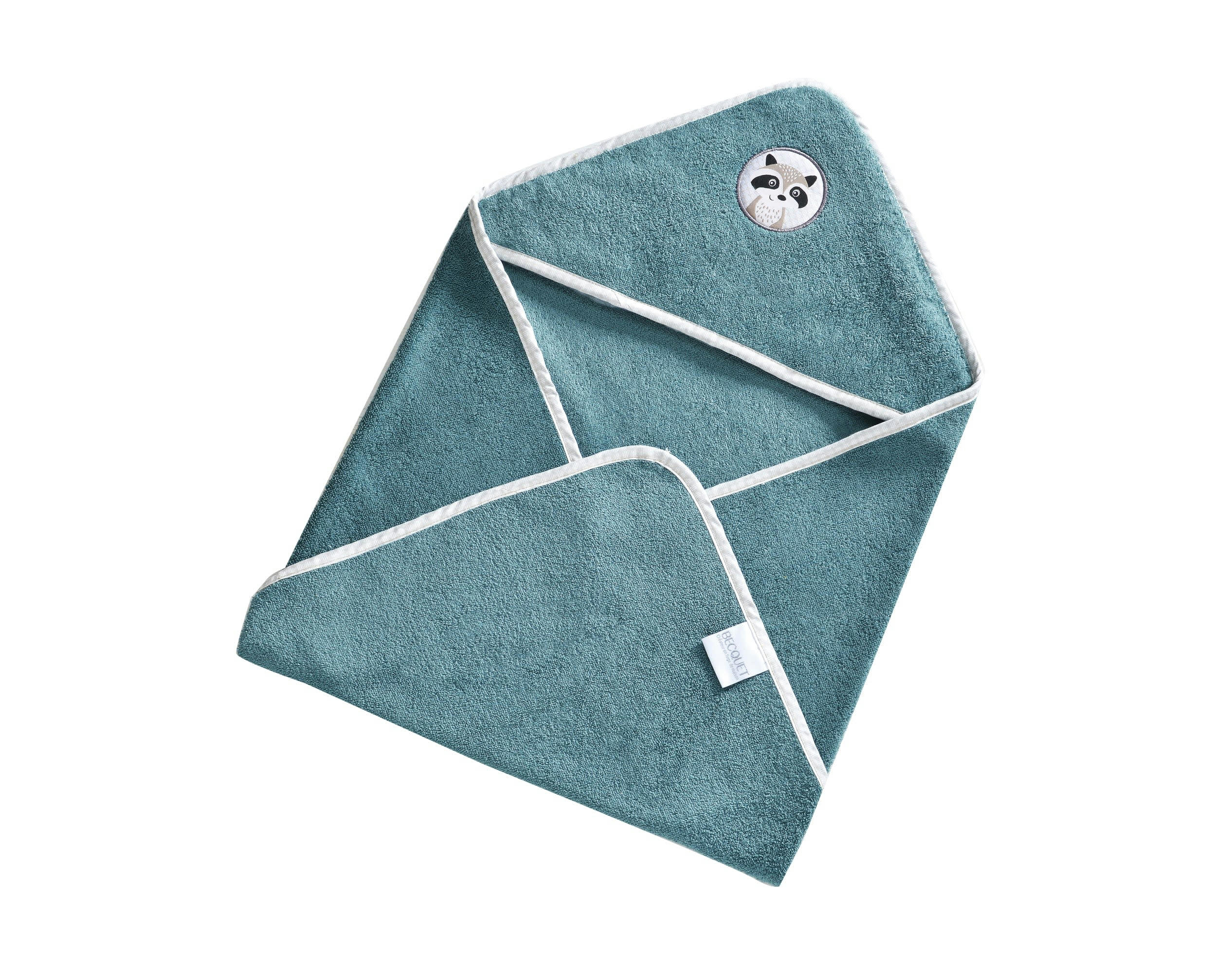 PETITES BETES - Cape de bain bébé bleu 70x70 en coton