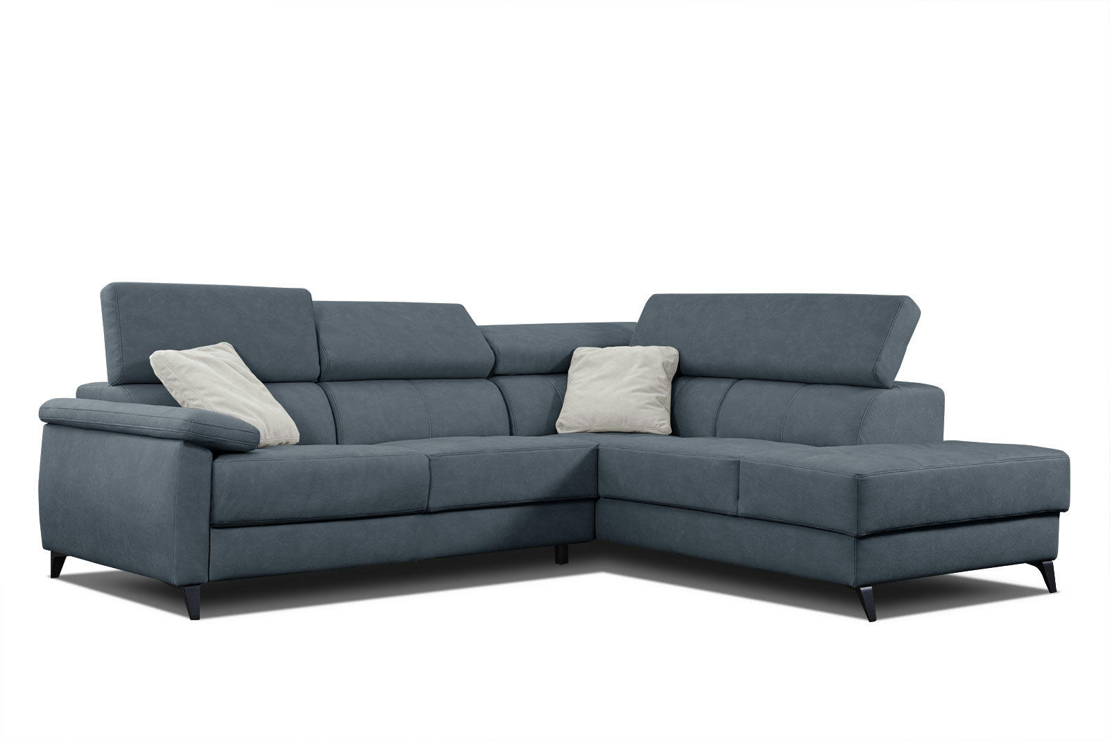 TAUNUS - Canapé d'angle droit 5 places bleu