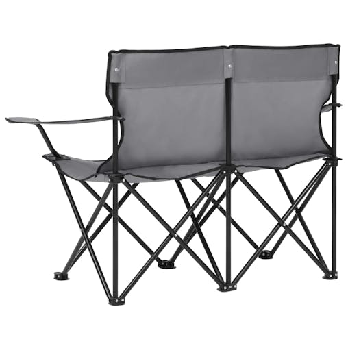 NNEVL 2-Seater Foldable Camping Chair Steel and Fabric Grey