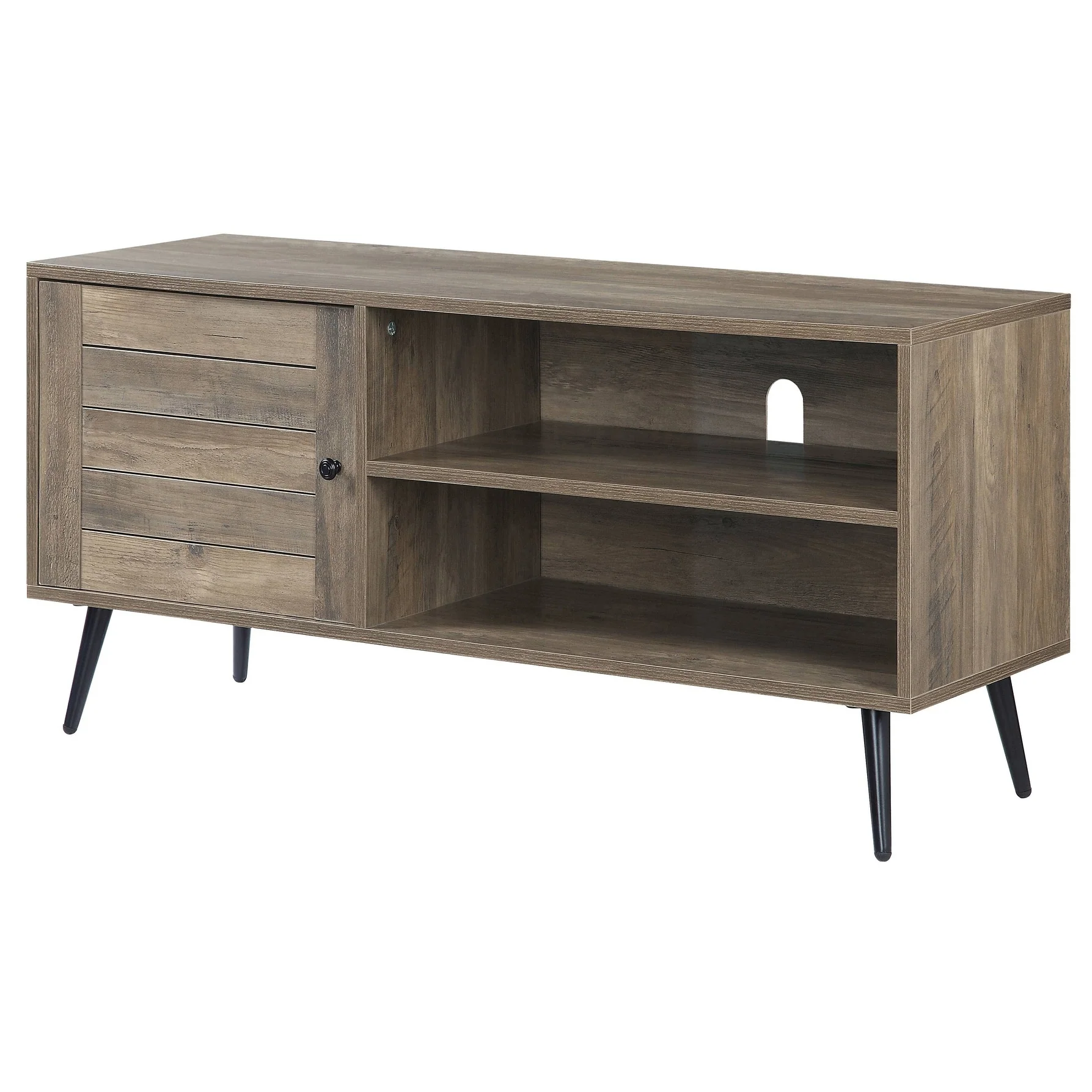 Ezra Rustic Oak and Black TV Stand with Open Shelving