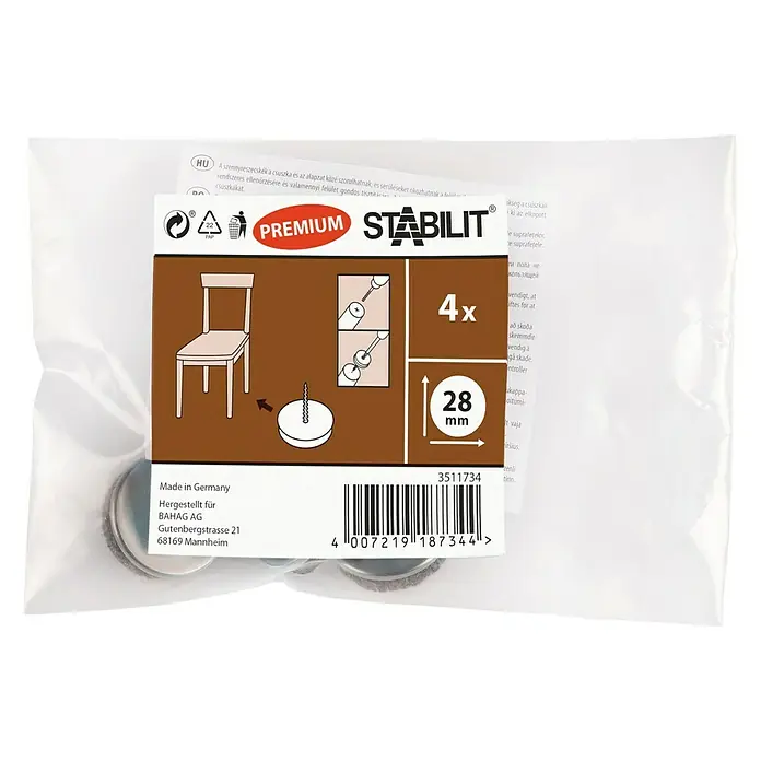 MØBELKNOTTER STABILIT MED SKRUE 28MM 4STK