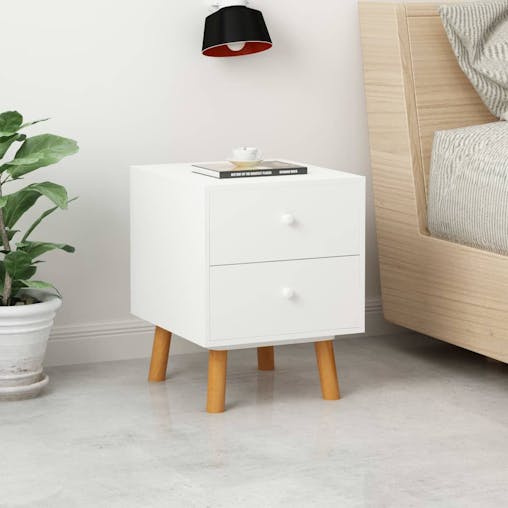 NNEVL Bedside Cabinets 2 pcs White 40x30x50 cm Solid Pinewood