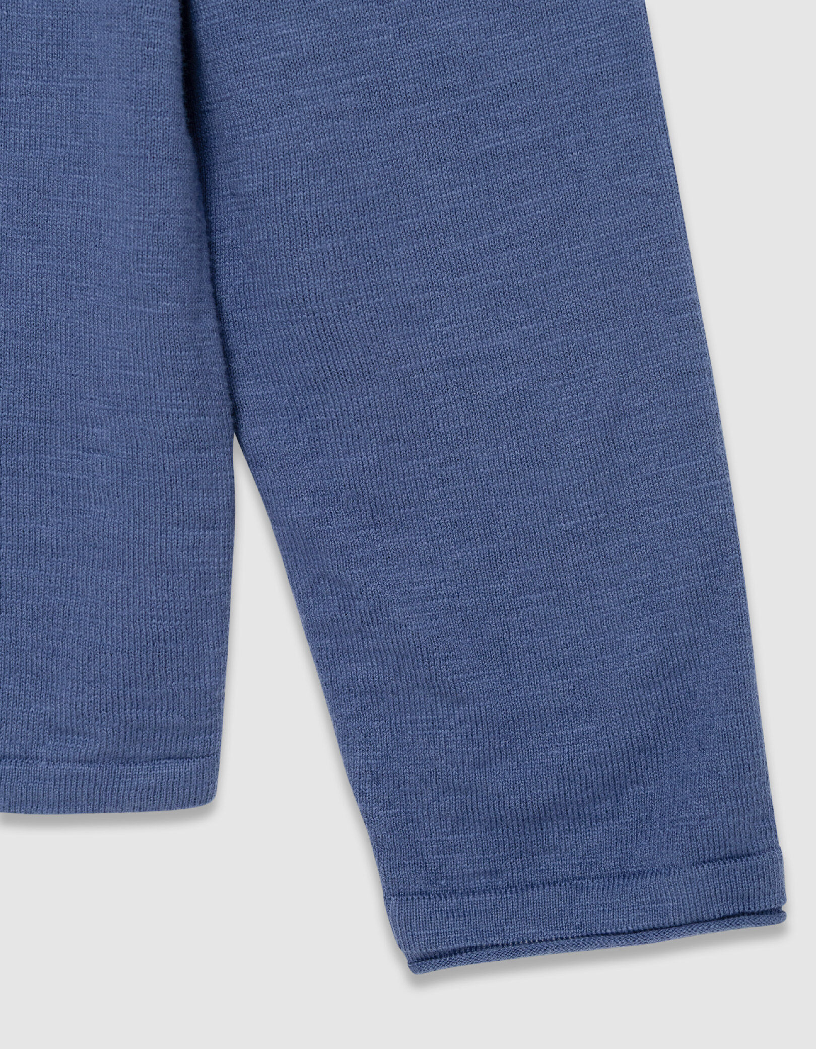 Pull bleu coton bio tricot fin flammé Homme
