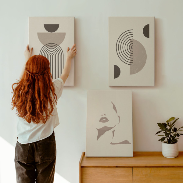 Obraz canvas 3 częściowy Geometryczna twarz | 3x40x60 | Wallfluent