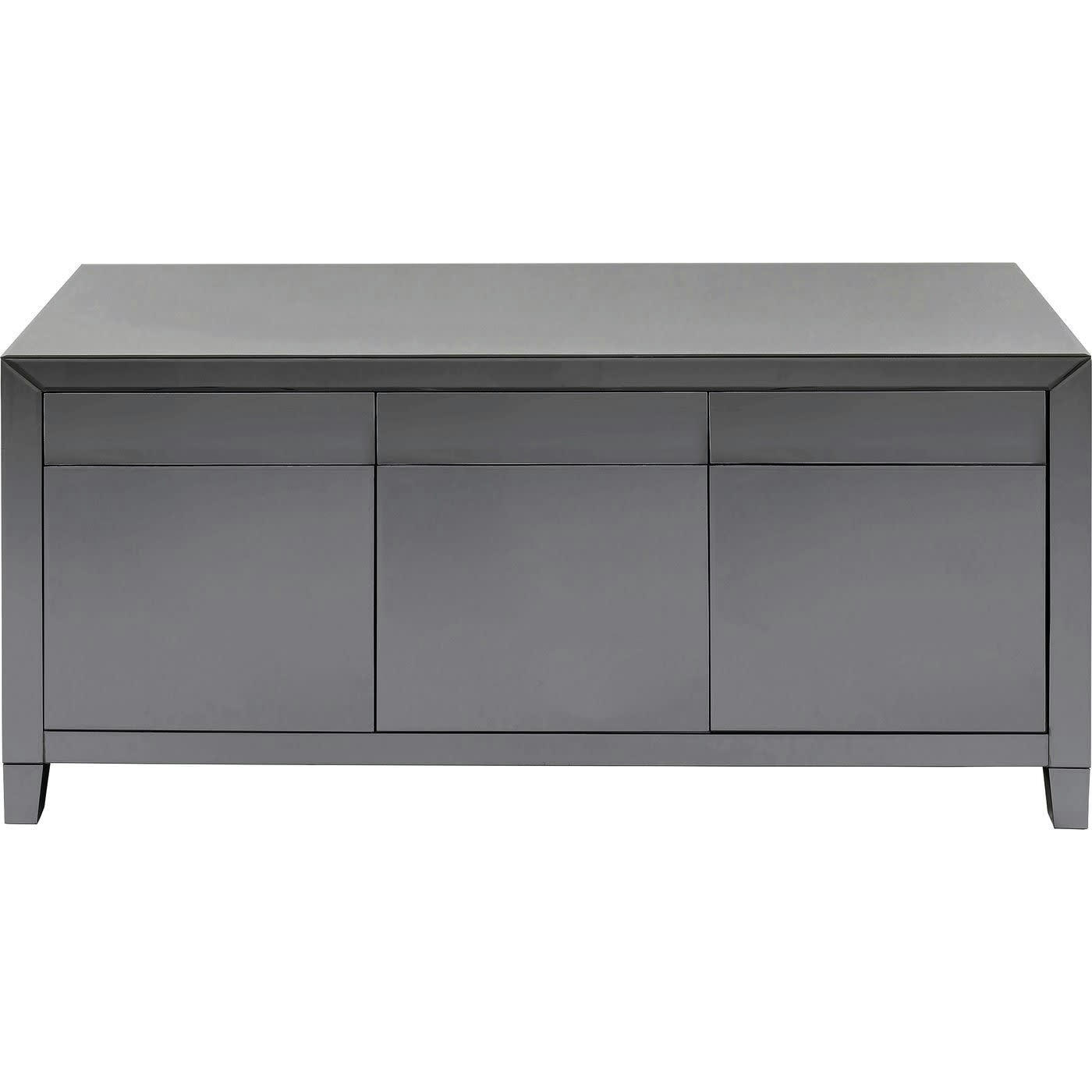 LUXURY - Buffet 3 portes 3 tiroirs en verre gris