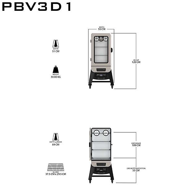 Barbecue horizontal pit boss acier 55.9 x 52.1 x 119.4 cm pied inclus