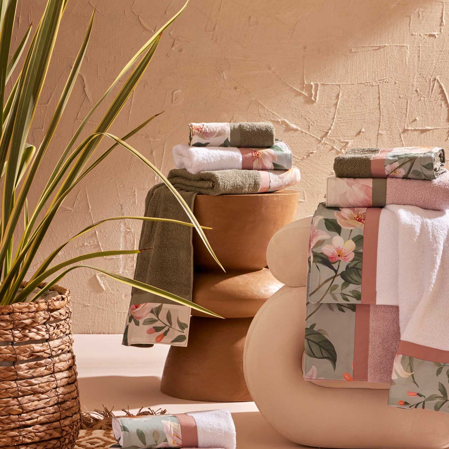 Set 4 asciugamani Ninfa verde/bianco Biancoperla