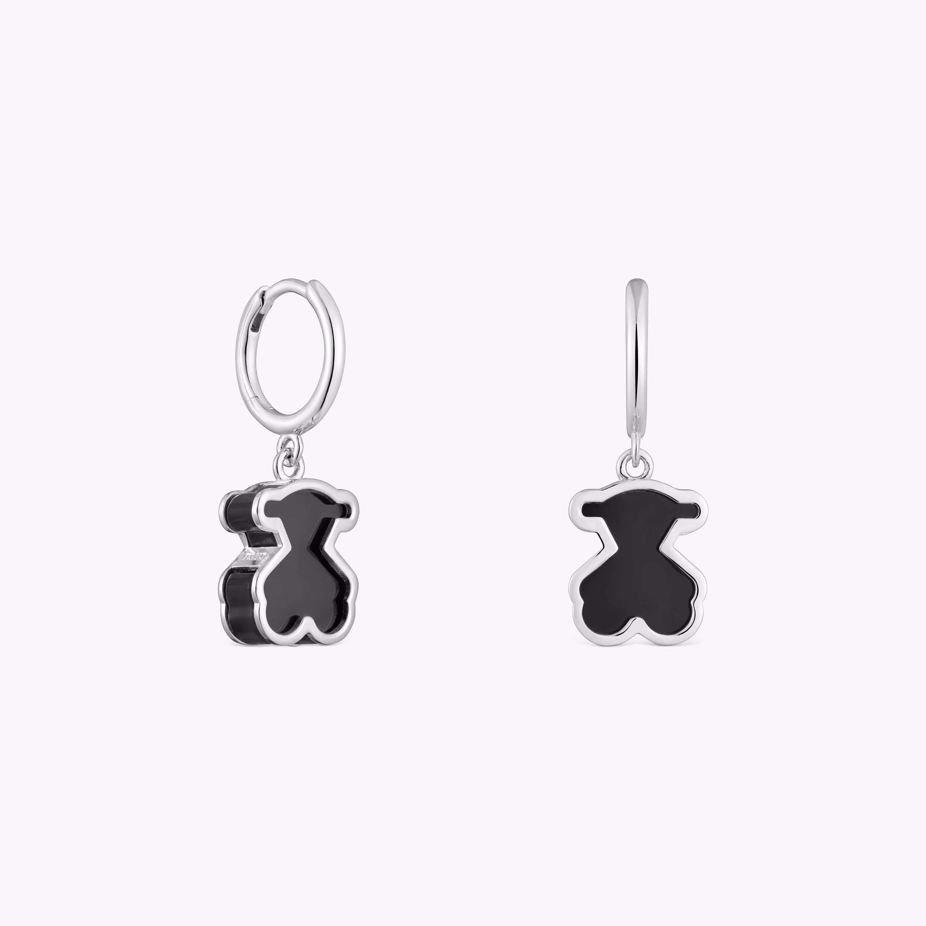 Pendientes aro de plata y metacrilato negro Galaxy