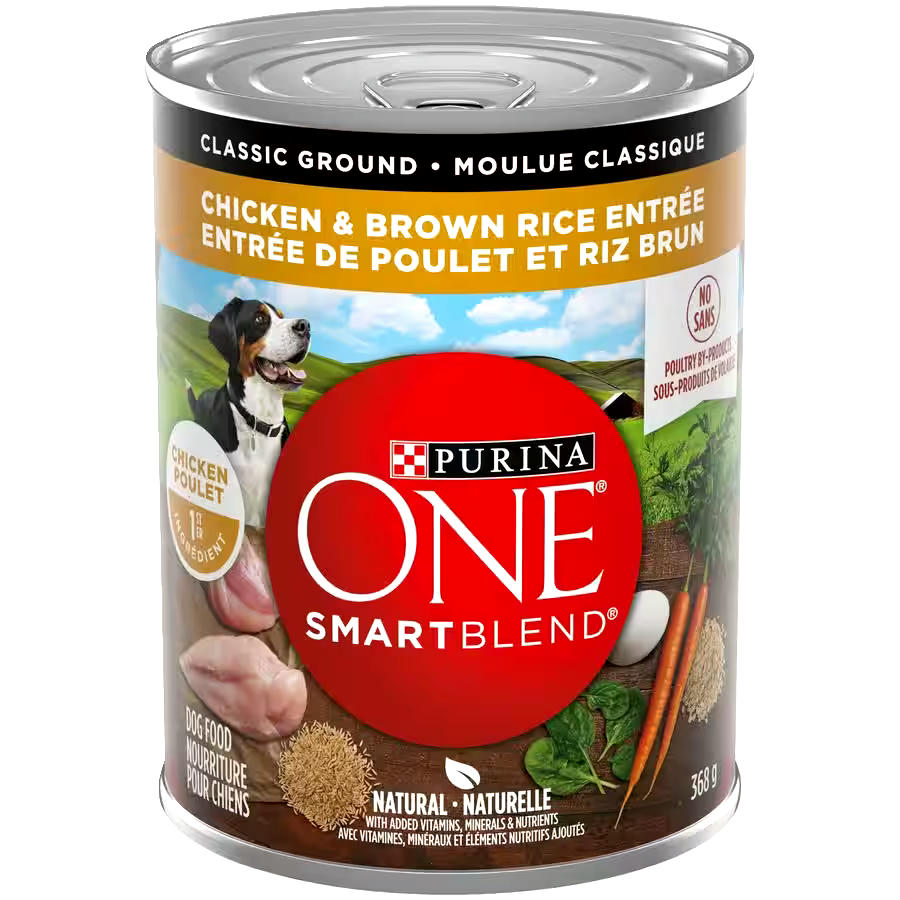 Purina ONE® SmartBlend® Classic Ground Chicken & Brown Rice Wet Dog Food, 368-g