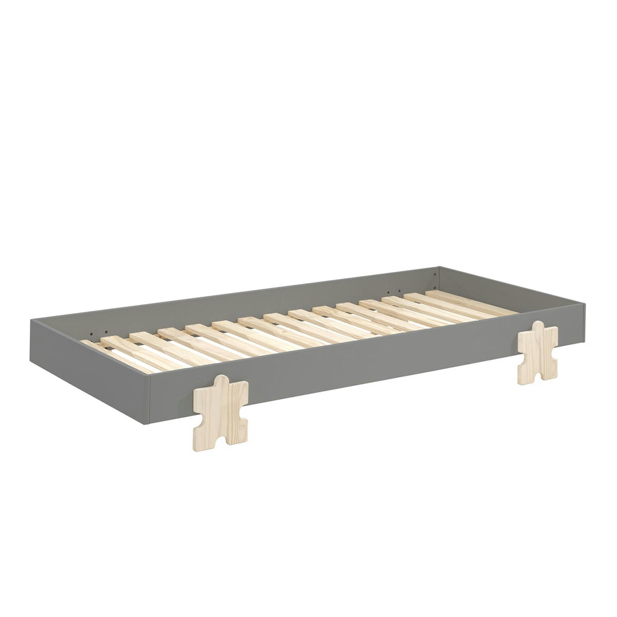 MODULO - Lit empilable 90x200 sommier inclus gris